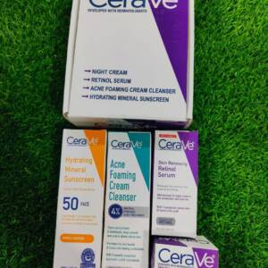 Ultimate 4 in 1 Skincare Bundle: Night Cream, Retinol Serum, Acne Cleanser & Sunscreen
