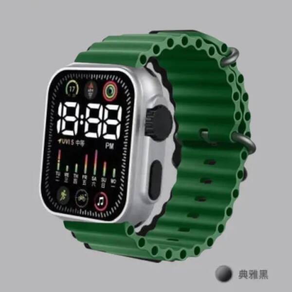 Unisex Waterproof Digital Display Watch - 1 Pc, Square Case with Textured Strap - Image 4
