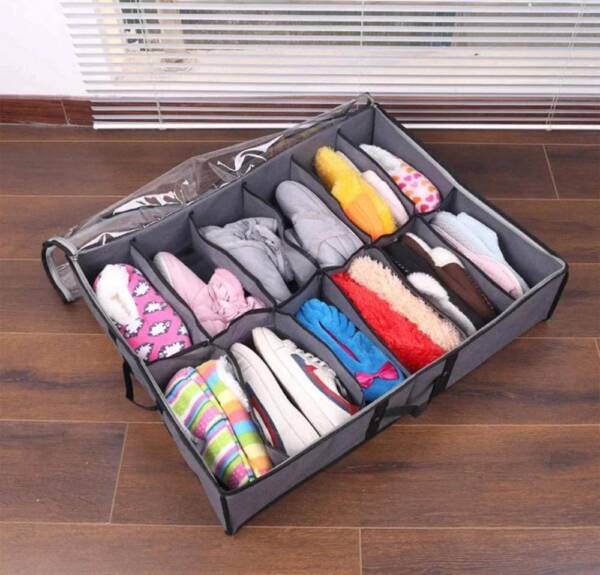 12 Grid Dustproof Shoe Storage Organizer