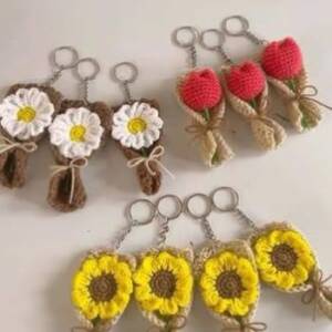 Crochet Flower Keychains